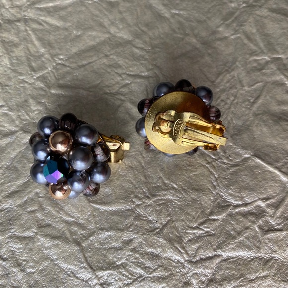 Vintage Japan Slate+ Burst Clip On Earrings - Picture 5 of 6